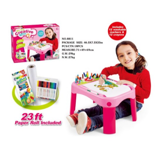 

[COD] MEJA BELAJAR ANAK MY FUN CREATIVE TABLE PINK SPIDOL CRAYON KERTAS GAMBAR EDUKASI BAYI KADO NEW