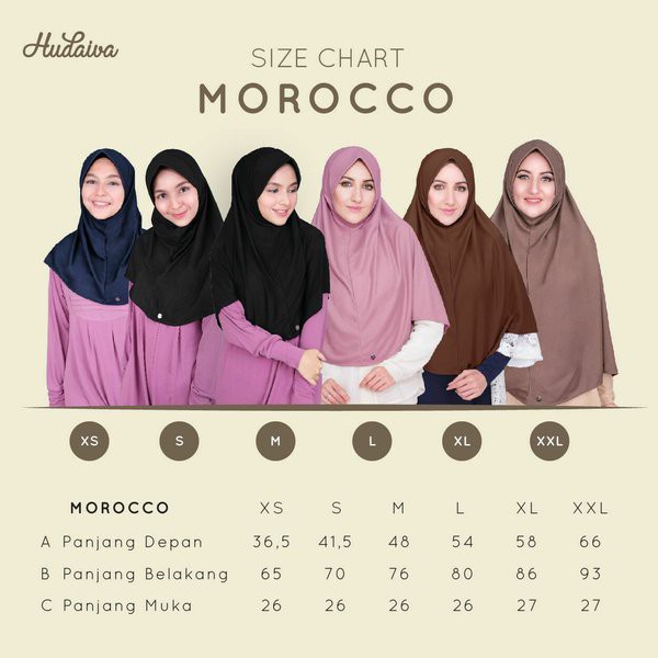 Jilbab Anak Dewasa Hudaiva Morocco Size L