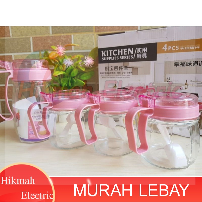 Kitchen Supplies Set 4pcs - Tempat Bumbu Dapur - Pink
