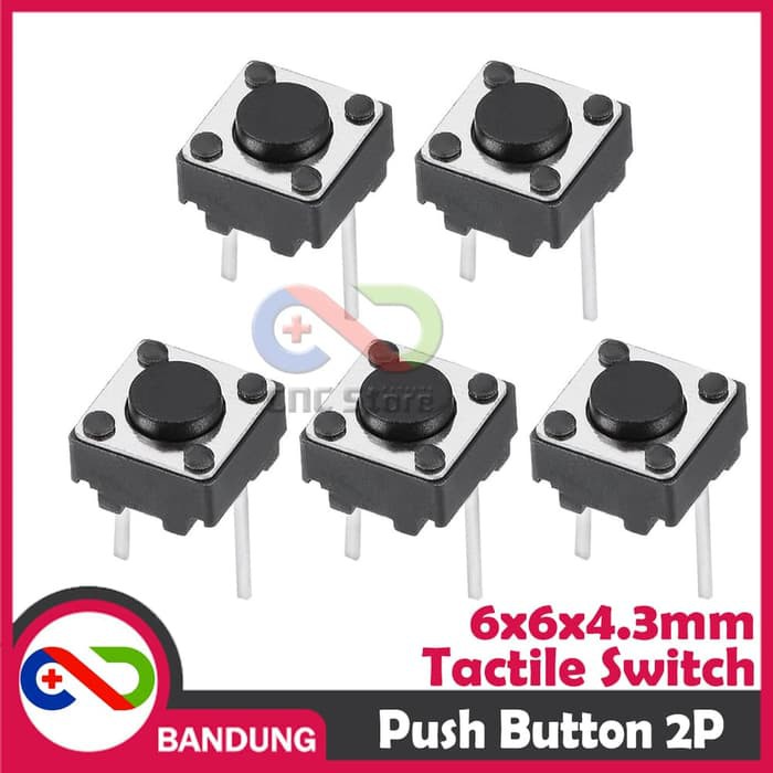 TACTILE SWITCH PUSH BUTTON 6X6X5 MM 2P 2 PIN PUSH-ON MOMENTARY