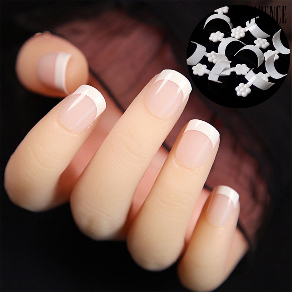 Providence 100Pcs/Box Manicure Short Tips Crescent Shape Nail Extension ABS Nail French Edge White Half Paste Tips for Finger