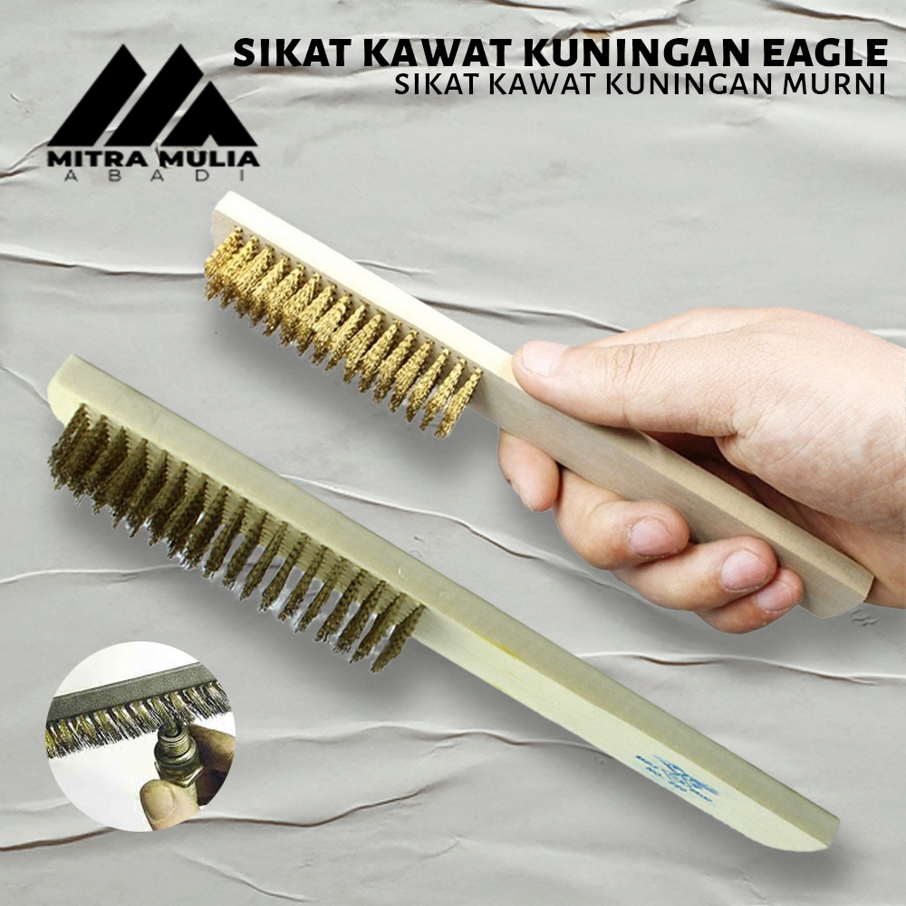 Sikat Kawat Kuningan 8 Baris l Eagle l Wire Brush Gagang Kayu