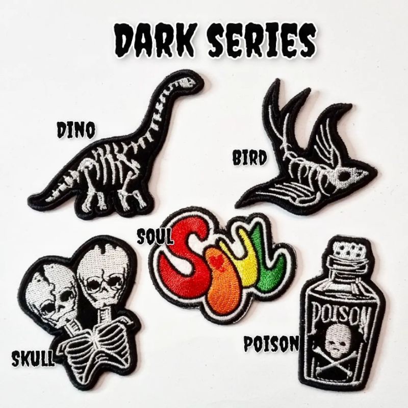 patch halloween series, dino, bird, poison, skull, soul, skeleton, bone