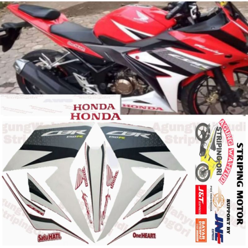 STRIPING MOTOR HONDA CBR 150R 2016 2017 MERAH RED RACING LIS LES BODY POLET STIKER SEPEDA MOTOR CBR 