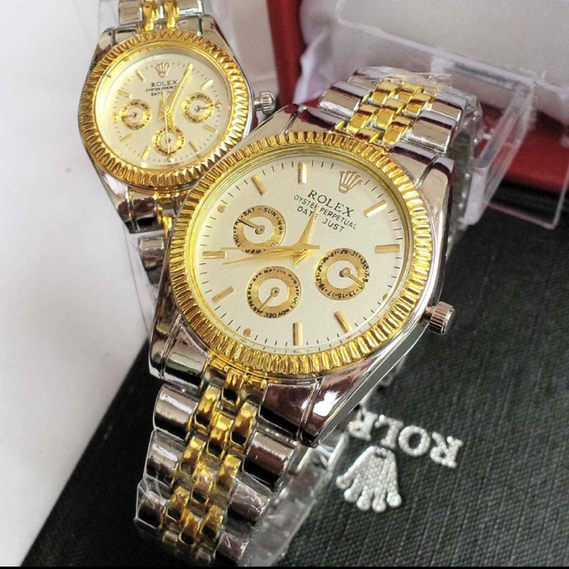 jam tangan couple murah rolex best seller sudah sepasang free box n batre cadangan