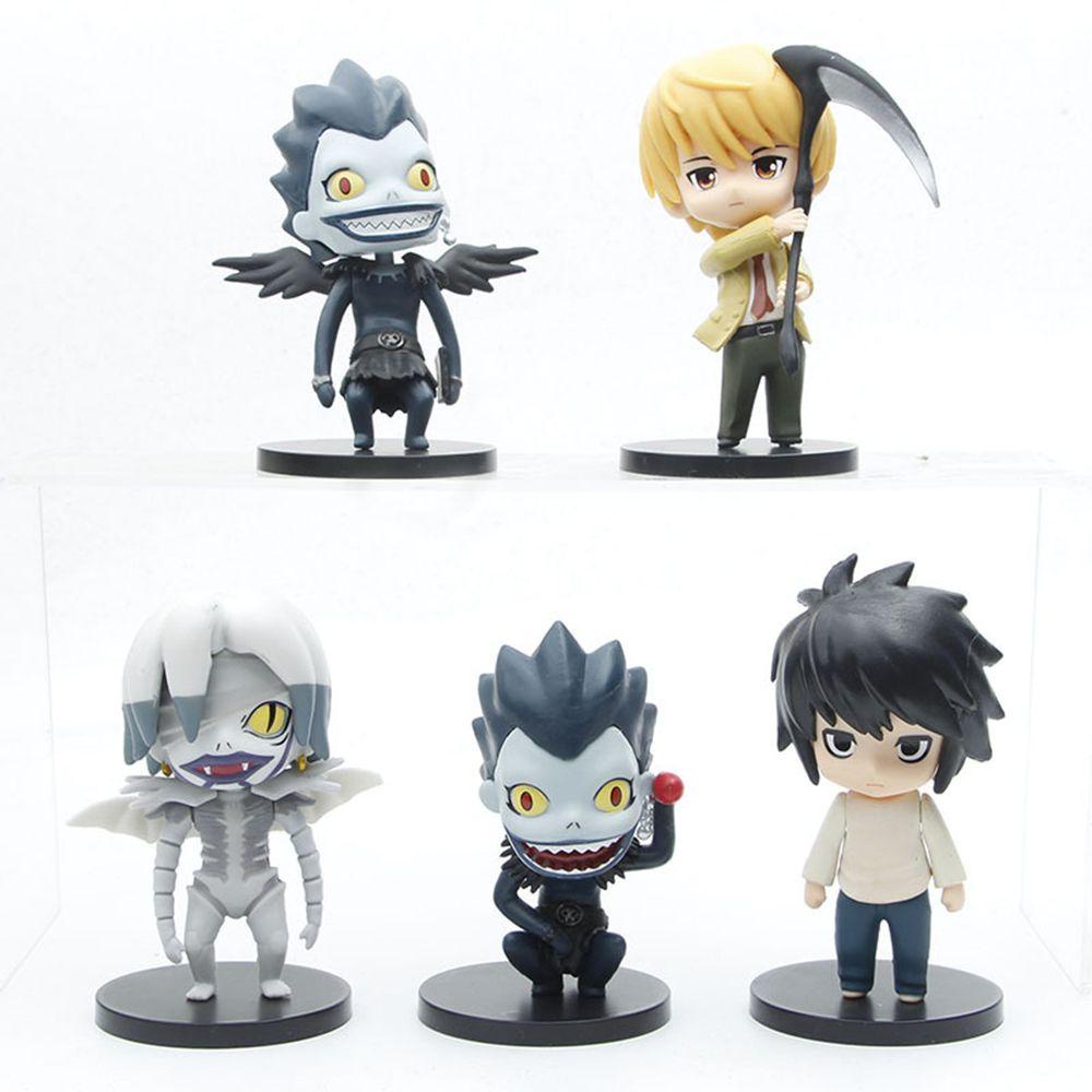 Lanfy 5pcs / set Mainan Action Figure Anime Saint Seiya Death Note Tsubasa Yugi Rem Ryuk Bahan PVC