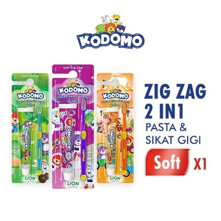 Kodomo Toothbrush Zig Zag 2in1 Pasta Gigi &amp; Sikat Gigi