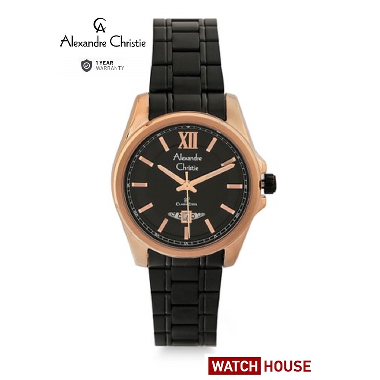 ALEXANDRE CHRISTIE AC 8473 AC8473 AC8473LD 8473 BLACK ROSEGOLD ANALOG ORIGINAL WATCH JAM TANGAN WANI