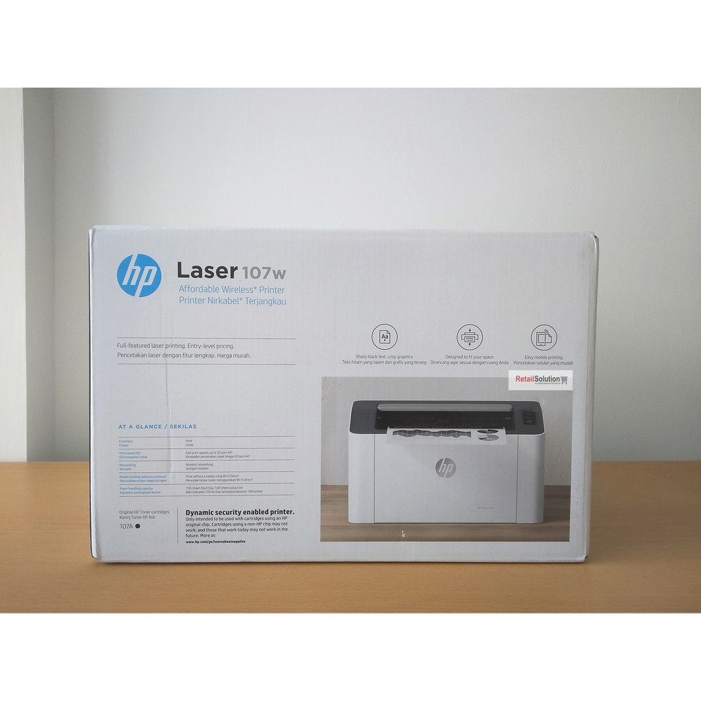 HP Laser 107W Wireless Monochrome Printer - AirPrint Mopria HP ePrint