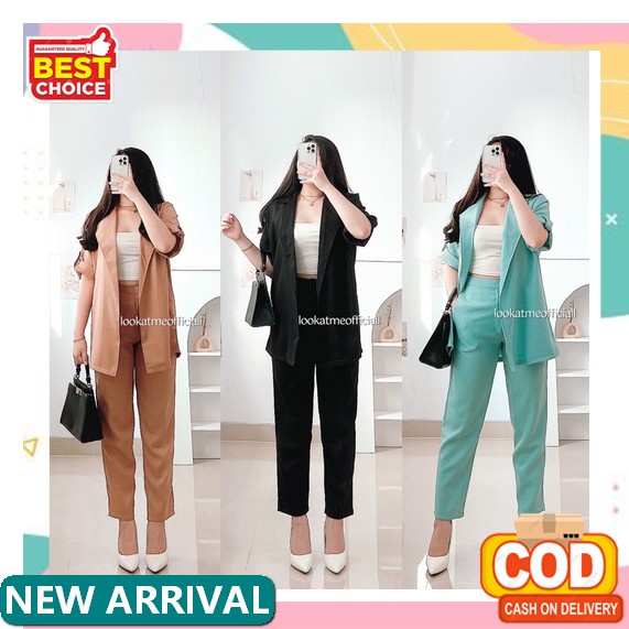 Blazer Wanita Korea Import Premium Motif Kotak2 Chilkitka Looks Fashion Premium Korea Import / Blaze