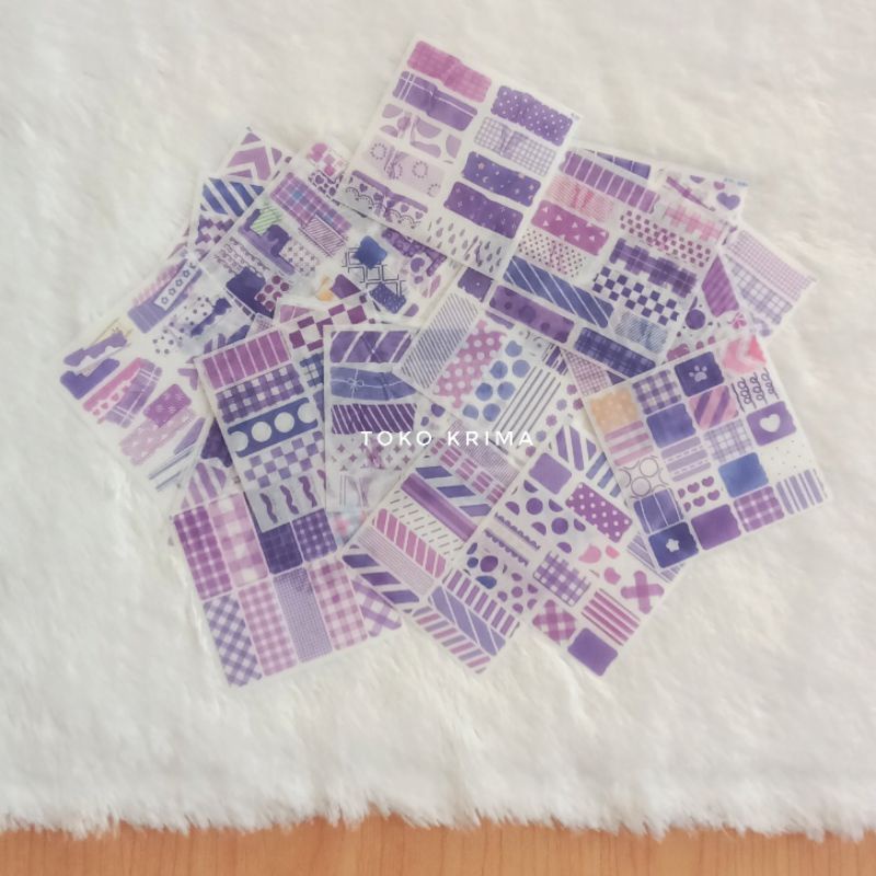 

Stiker Motif Washi Tape Semi Transparan Warna Ungu Untuk Dekorasi Diary Journal