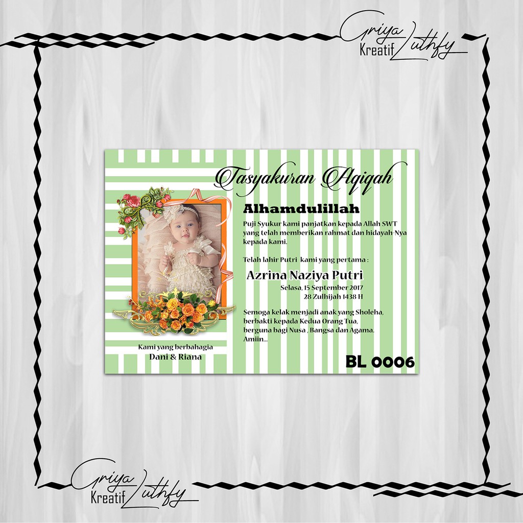 

Kartu Tasyakuran Kelahiran - Aqiqah - Selapanan BL 0006
