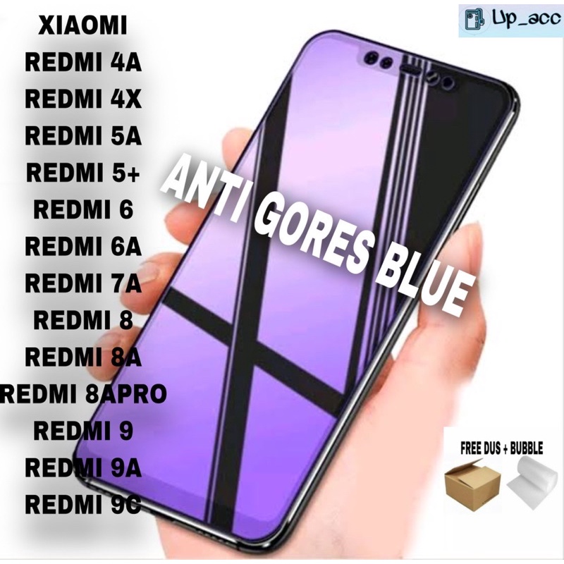 XIAOMI REDMI S2 4A 4X 5A 5+ PLUS 6 6A 7A 8 8A 8APRO 9 9A 9C 10A Tempered Glass Full Blue Anti Radiasi Blue Light Full Cover 10D