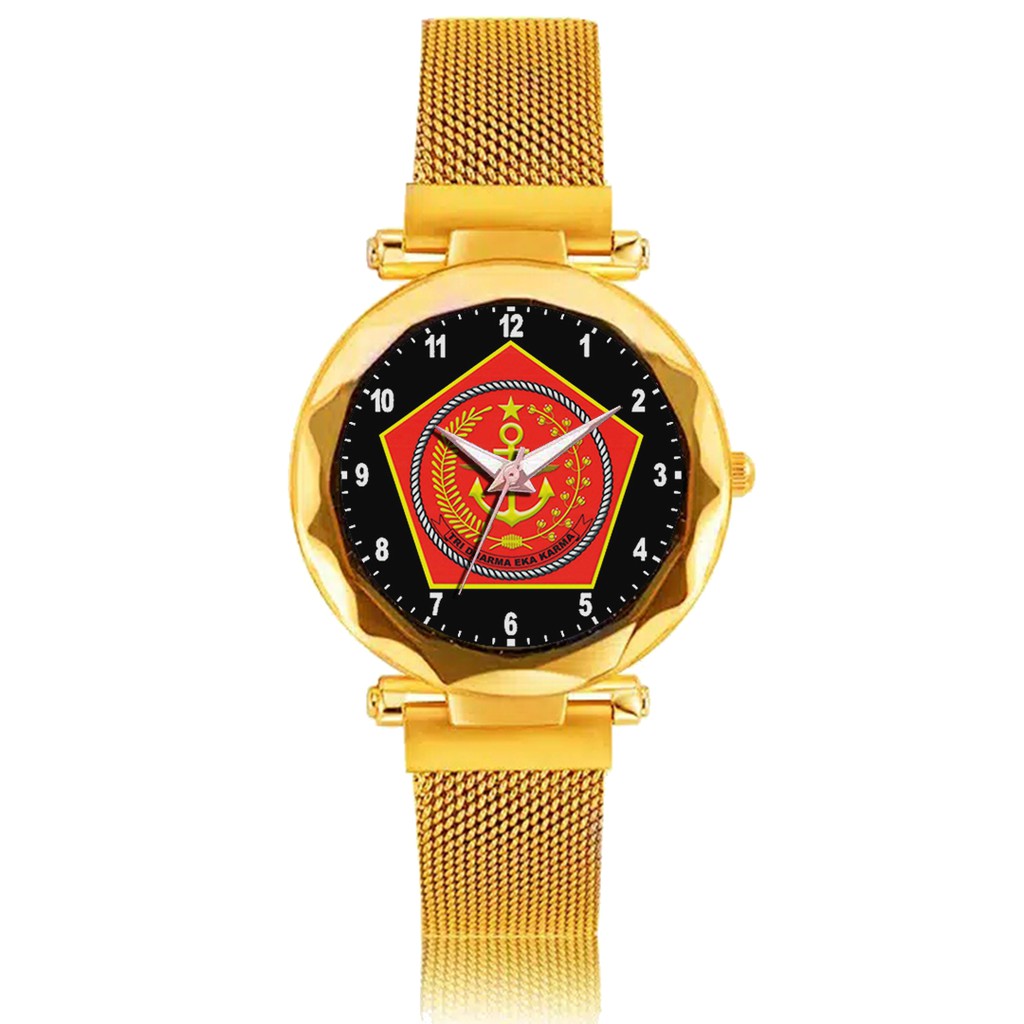 Jam Tangan Wanita Custom - LOGO TNI Free Box &amp; Batre Cadangan