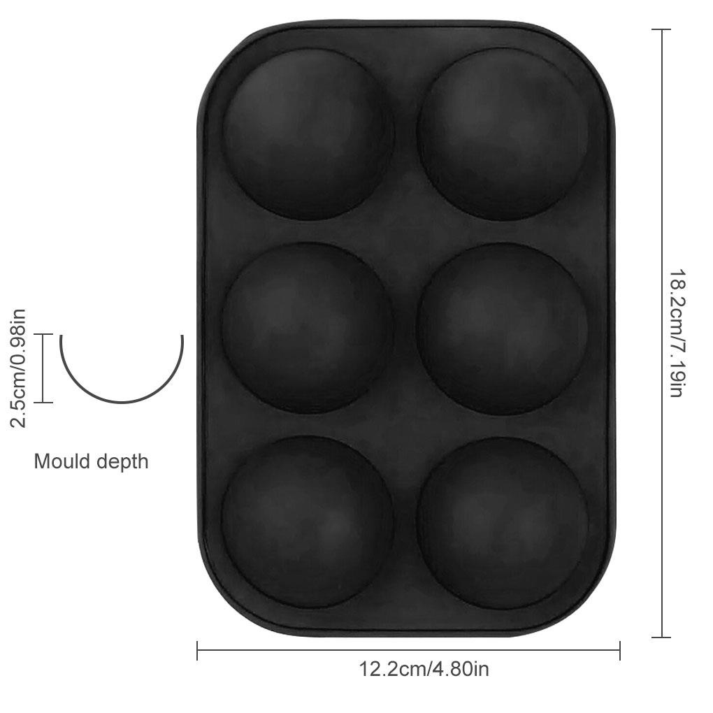 (house2020) Cetakan Kue / Muffin / Cokelat 6 Lubang Bentuk Setengah Bola Bahan Silikon Untuk Baking DIY