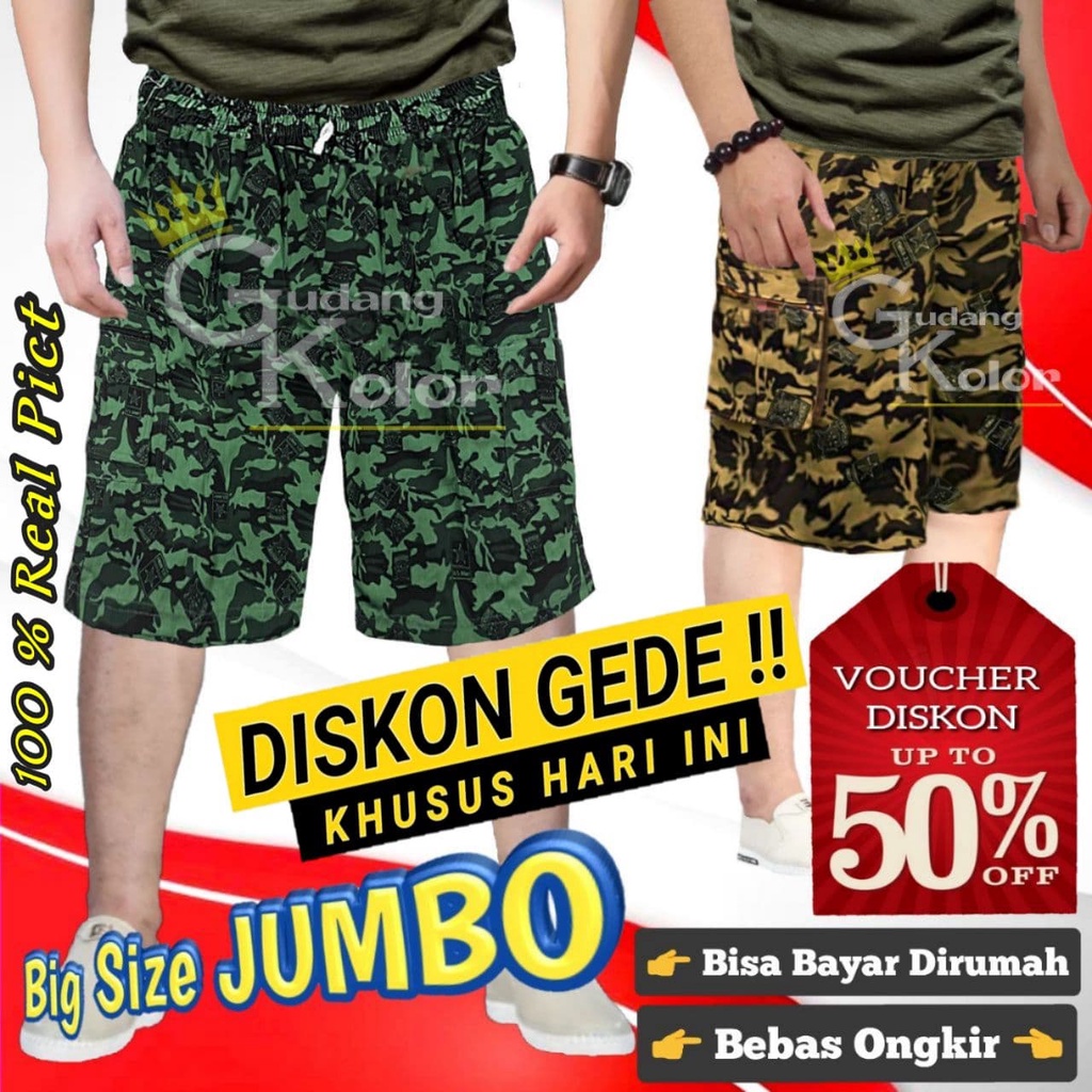 Celana Pria Celana Cargo Pendek Pria Jumbo Army BIG SIZE XXL XXXL Short Pants Casual Selutut Laki La