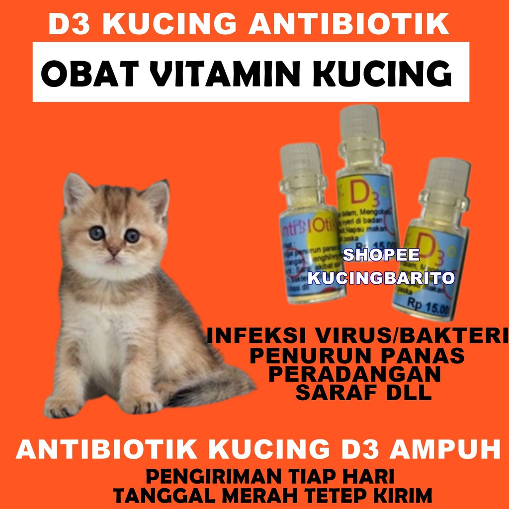 Obat Kucing Vitamin D3 Antibiotik Cat Infeksi Penurun Panas Sariawan Infeksi Saraf Virus Bakteri Indonesia