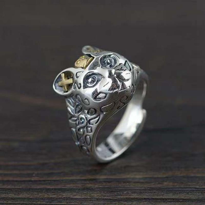 Cincin Lapis Emas Desain Hewan Kucing Untuk Pria Muslim