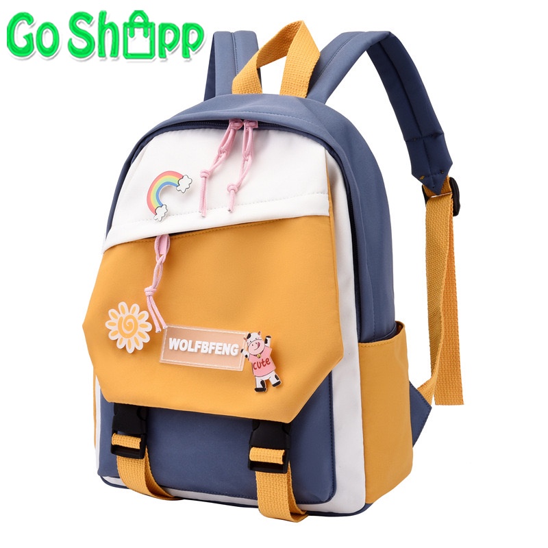 Tas Ransel Wanita Import Kombinasi Warna - Tas Sekolah Anak Terbaru - Tas Sekolah Wanita Laki Laki Korea Style - Tas Backpack Wanita Import Kekinian [BK21]