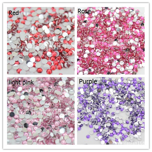 1000pcs / Lot Manik-Manik Kristal Berlian Imitasi Bulat Flatback Untuk Dekorasi Nail Art DIY