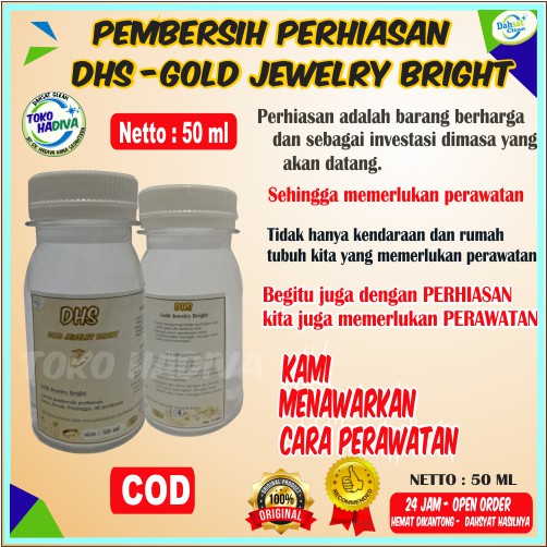 (BISA COD) PEMBERSIH PERHIASAN EMAS /PERAK /TEMBAGA / (DARI LOGAM) DHS GOLD JEWERLY BRIGHT 50 ML