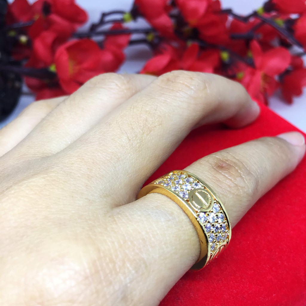 Cincin Xuping Lebar Batu Putih Gold Lapis Emas - BR494