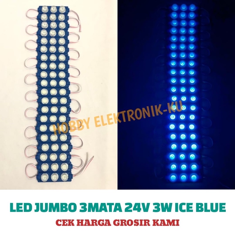 LAMPU LED JUMBO 3MATA 24V 3W BLUE ICE (PEMBELIAN MINIMAL 10PCS)