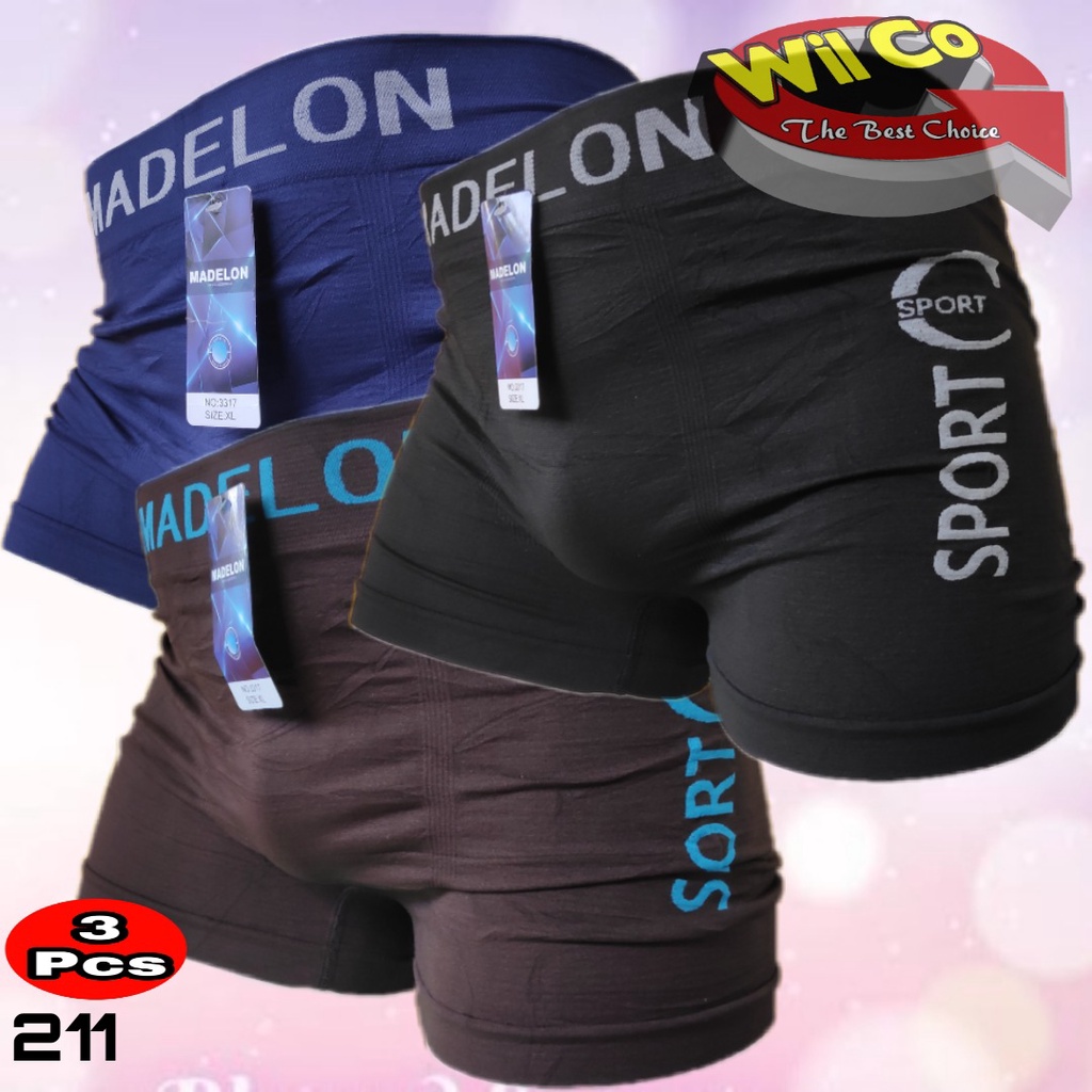 K211T - (HARGA PER 3 Pcs) CELANA DALAM BOXER PRIA MADELON SIZE M - XL