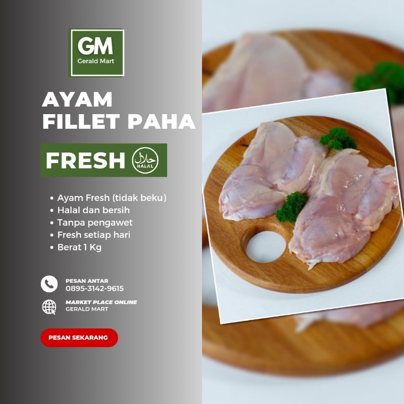 AYAM FILLET PAHA TANPA KULIT 1 KG / AYAM FILLET / FILLET / AYAM / PAHA AYAM