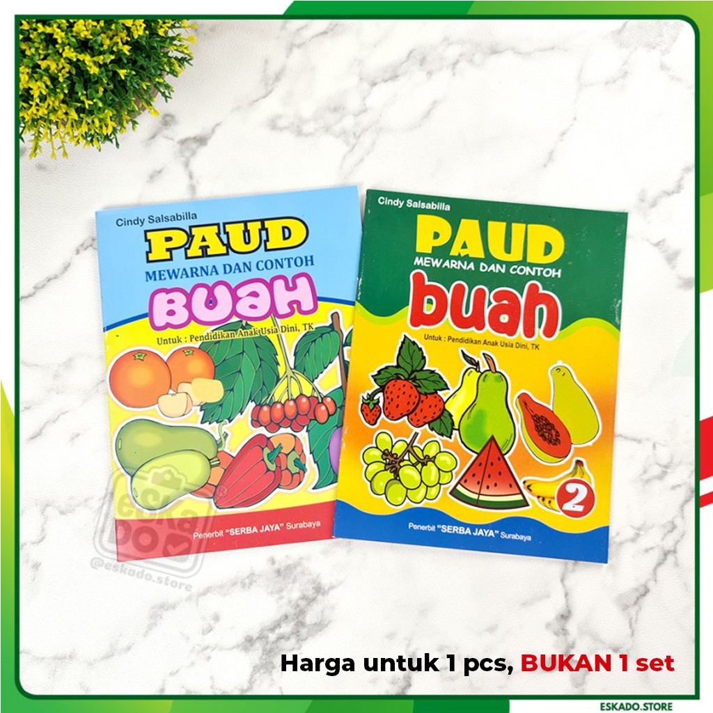 PAUD Mewarna dan Contoh BUAH 1-2 mewarnai Buah