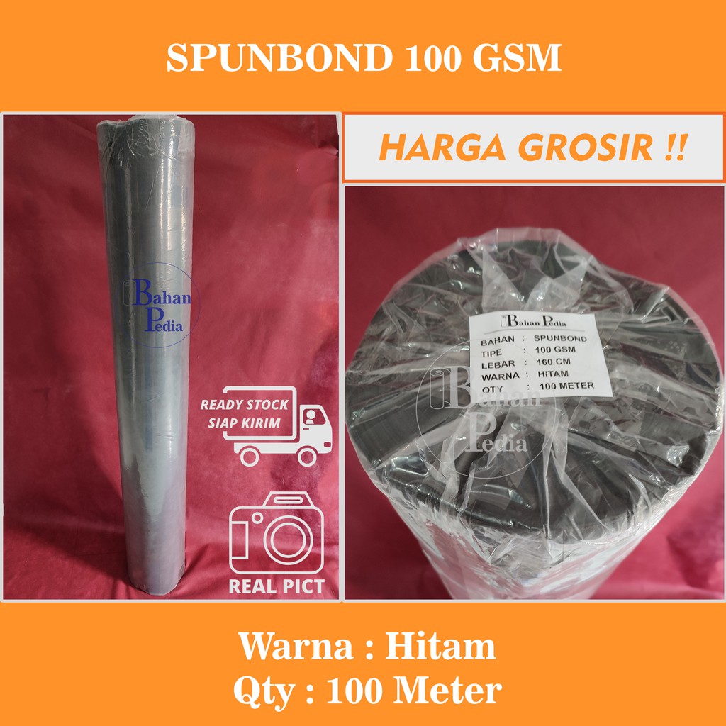 [Roll 100mtr] Kain Spunbond 100gsm Puring Furing - Hitam