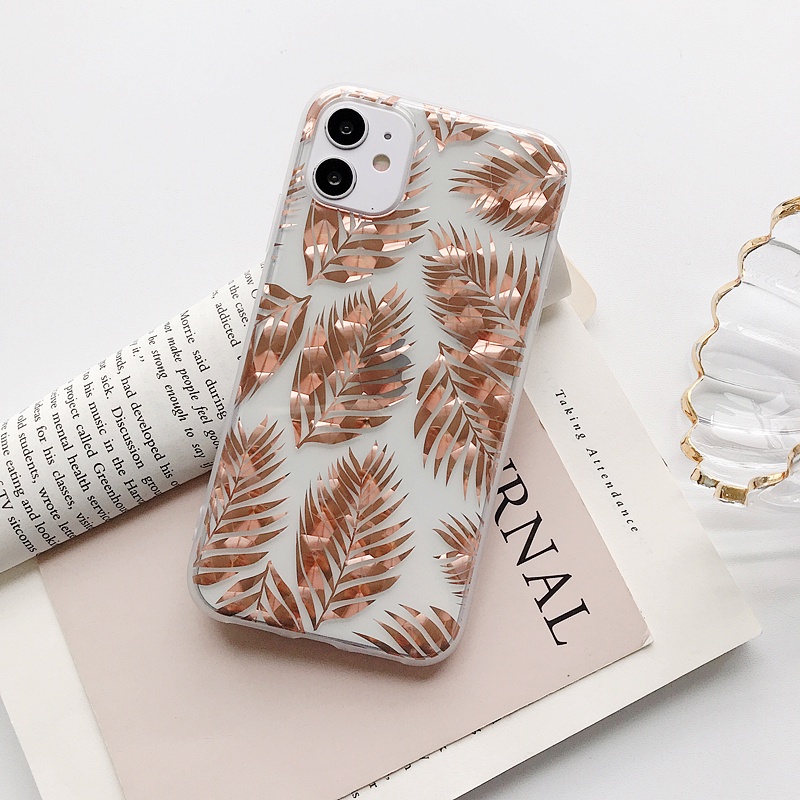 Casing Iphone X Xs Max Xr 7 8 Plus Se 2020 11 12 Pro Max Motif Daun Vintage