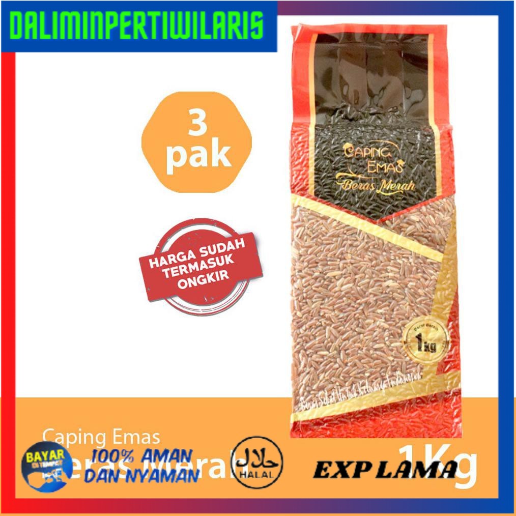 

( BISA COD ) Beras Merah Caping Emas 1Kg 3 Pack (Harga HET + Ongkir) TERBAIK [Kode 1|Kode 2|Kode
