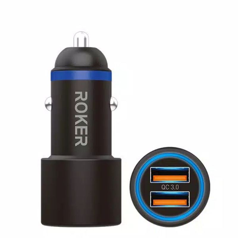 Roker Hyper Car Charger 36W/6A Dual USB Ports QC 3.0