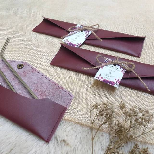 Souvenir pouch sedotan sett stainless straw set sedotan stainless set