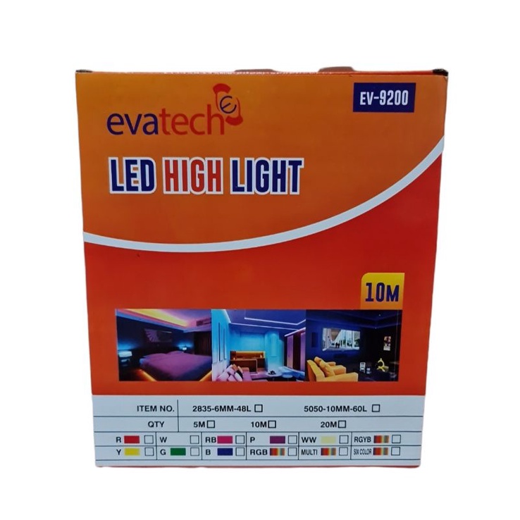 Lampu LED strip selang EVATECH warna warni 10y free adaptor 220v