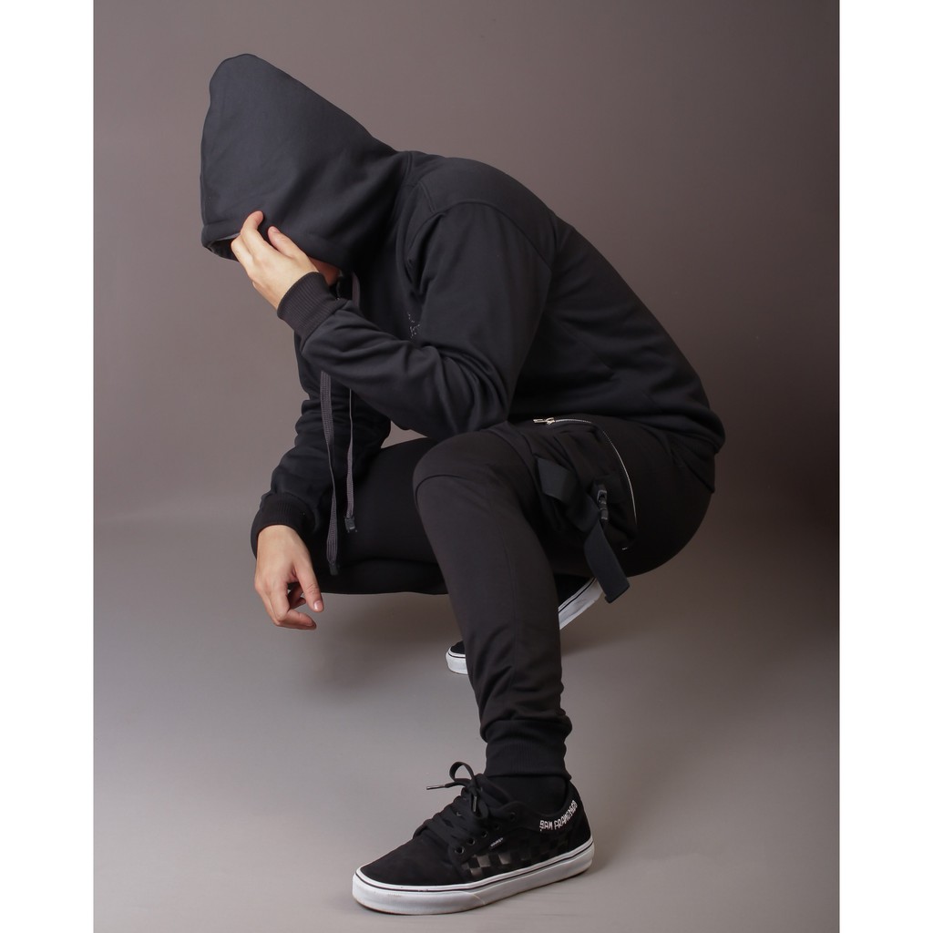 Jogger trackpant denimpant hypebeast street war denik hiyam ripped list putih zipper