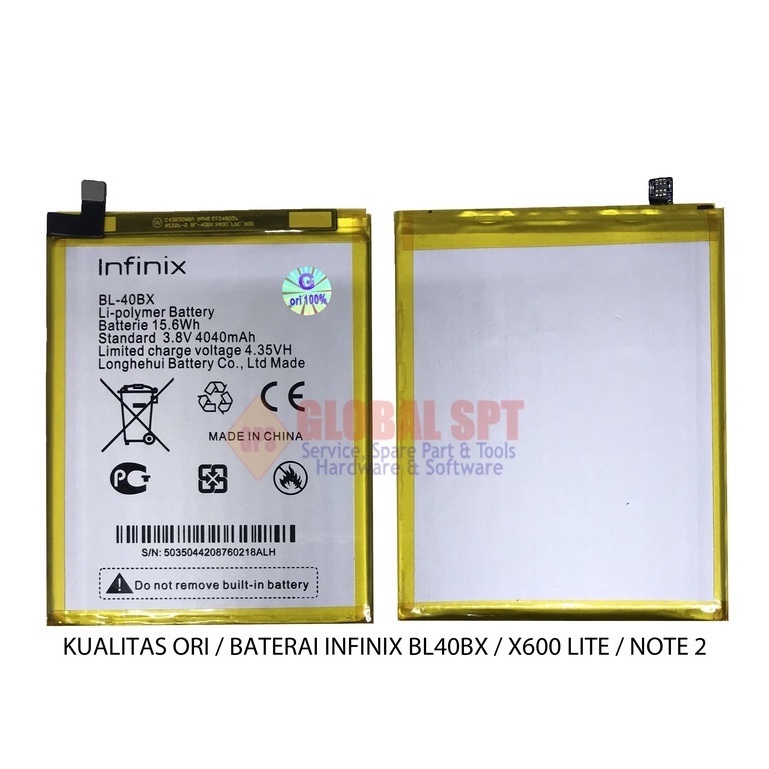 KUALITAS ORI / BATERAI INFINIX BL40BX / BATRE X600 LITE / BATERE NOTE 2