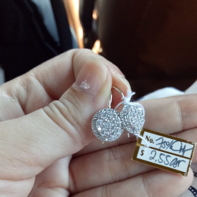 Anting Desi bulat mas putih 75%