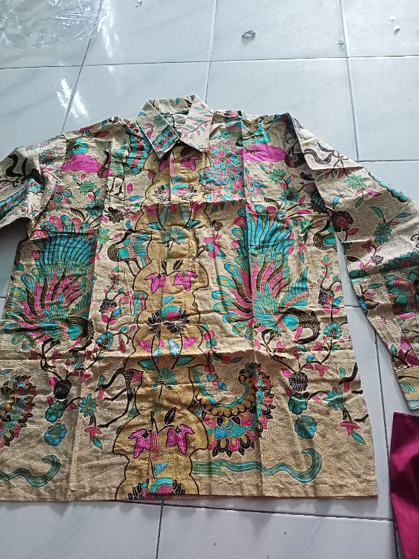 Batik Couple Keluarga Sania Ruffle Ori Ndoro Jowi Dnt Motif Merak Tosca