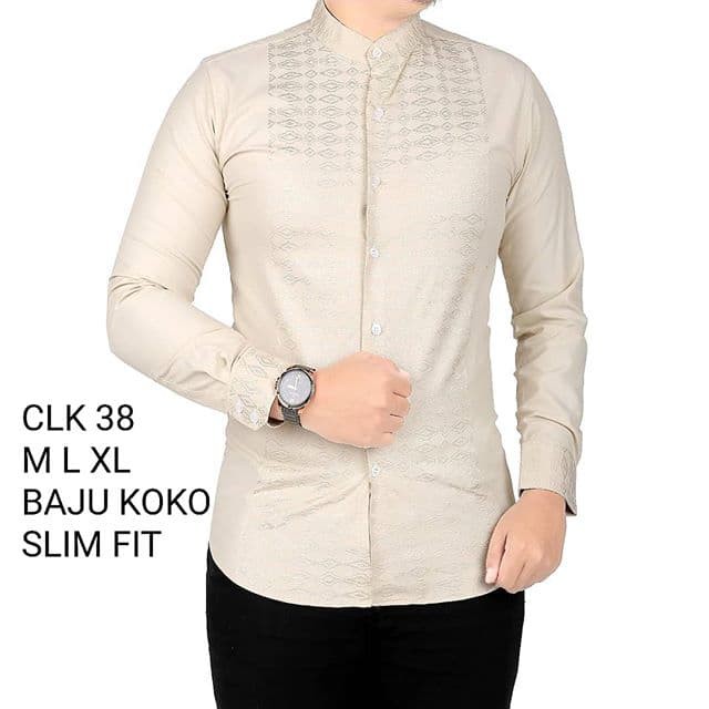 BAJU KOKO PRIA SLIM FIT / KEMEJA KOKO PRIA LENGAN PANJANG CLK38