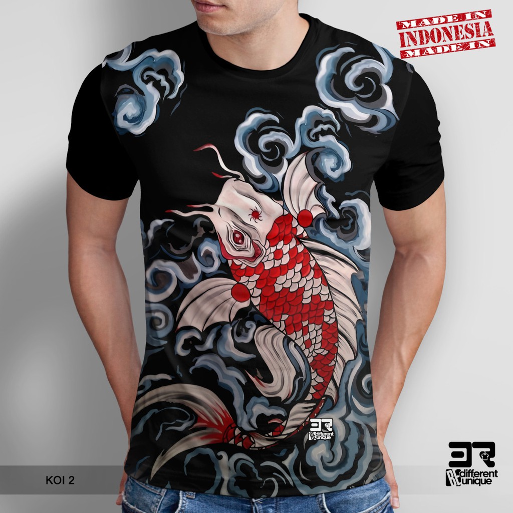 KAOS PRINT 3D DISTRO 3R UNISEX DEWASA & ANAK H E W A N MOTIF IKAN KOI BATIK ( KOI 2 )