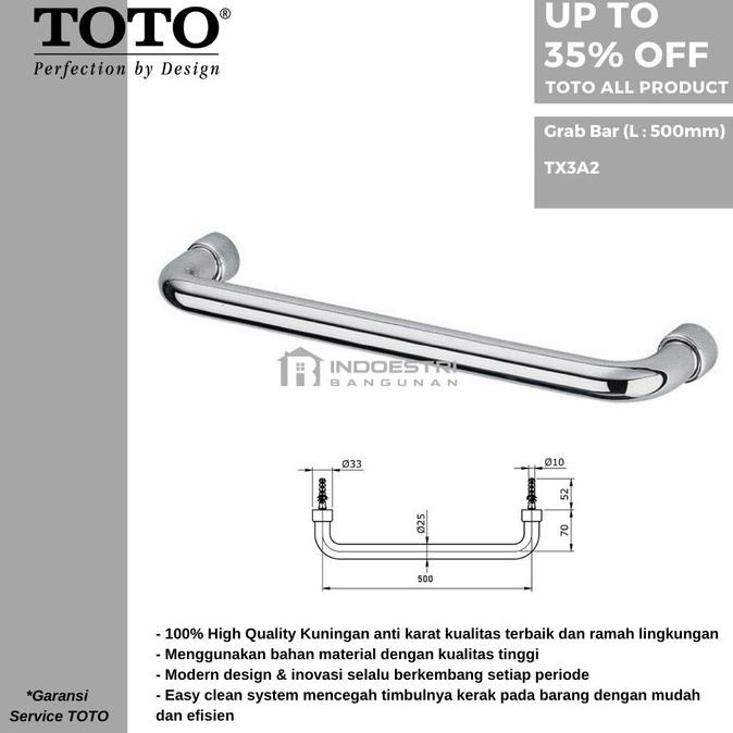 Grab Bar TOTO TX 3 A2 (500mm) / Pegangan Kamar Mandi TOTO TX 3 A2
