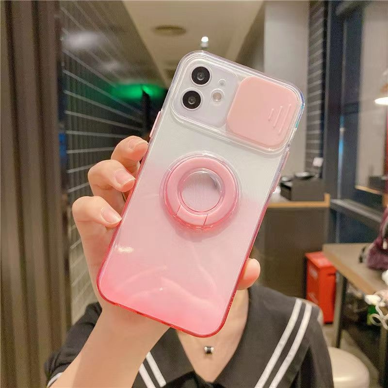 TPU Transparan Case for iPhone 14 Pro Max 13 12 11 pro max X / Xs max 7 / 8 / Se 2020 7plus / 8plus Full Cover Dengan Ring holder