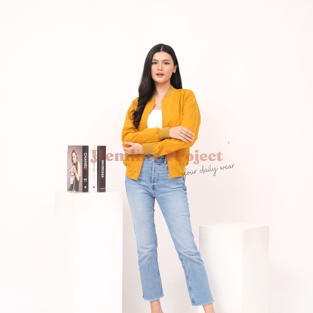 Gania Bomber Jaket Mustard - Jaket Parasut Wanita