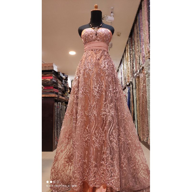 Kain Tulle Brokat Lace Dress Kebaya Salur Akar