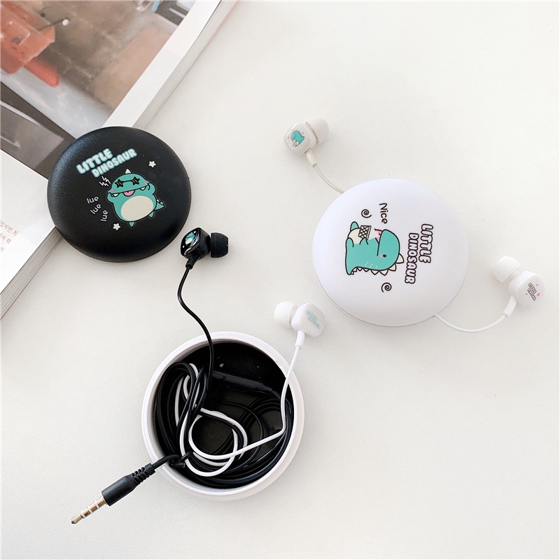 Headset Earphone In-ear Kabel 3.5mm Bass Dengan Mic + Kotak Penyimpanan Untuk Wanita