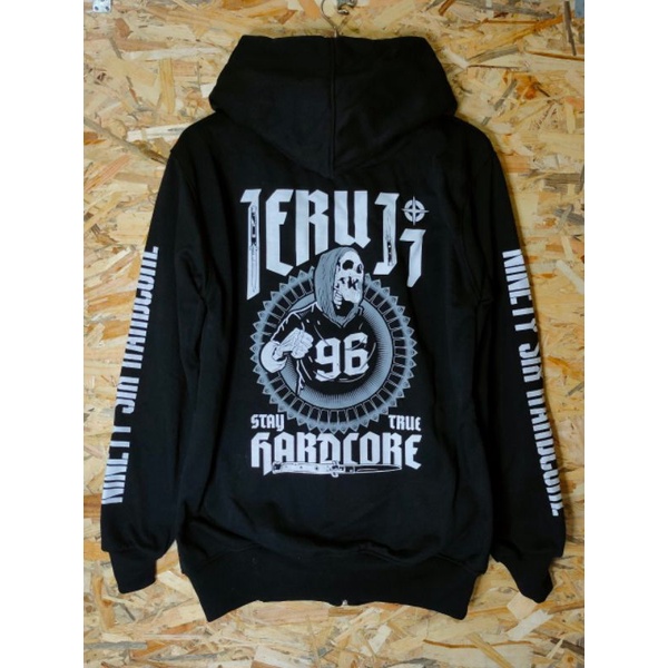 Jaket Zipper Black Jeruji Hardcore Best Seller
