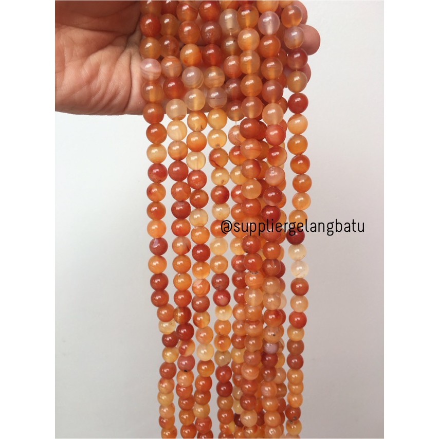 Carnelian Putih Orange Natural Stone Batu Perhiasan Fashion 10mm Akik Bacan Renteng Natural Akik