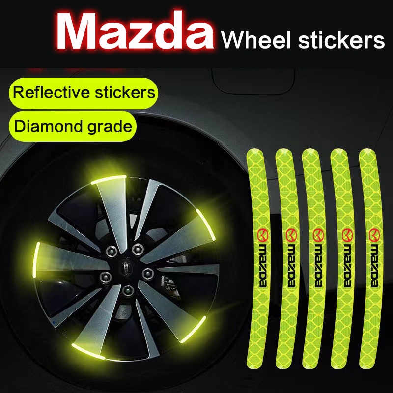 20Pcs Mazda stiker peringatan stiker reflektif roda mobil untuk CX-30 CX-8 Mazda3 CX-3 CX-9 Mazda6 CX-5 Mazda2